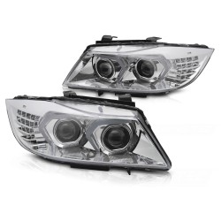 Phares xénon LED chrome compatible BMW E90/E91 LCI 09-11