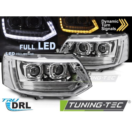 FULL LED HEADLIGHTS TUBE LIGHT T6 LOOK CHROME DRL SEQ fits VW T5 10-15