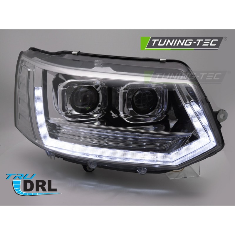 FULL LED HEADLIGHTS TUBE LIGHT T6 LOOK CHROME DRL SEQ fits VW T5 10-15