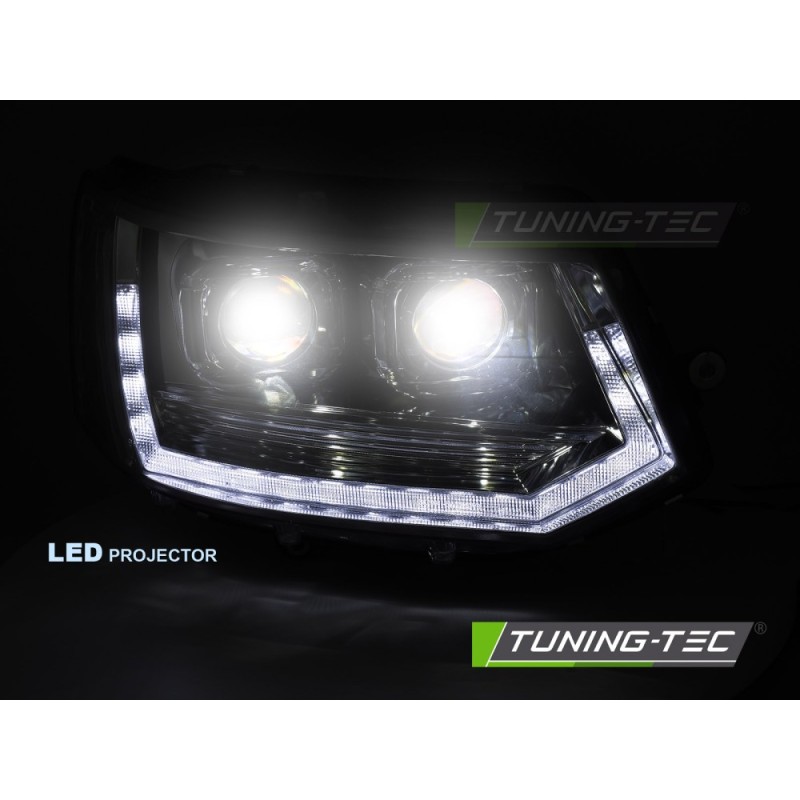FULL LED HEADLIGHTS TUBE LIGHT T6 LOOK CHROME DRL SEQ fits VW T5 10-15