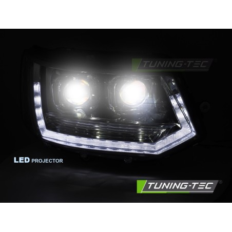 FULL LED HEADLIGHTS TUBE LIGHT T6 LOOK CHROME DRL SEQ fits VW T5 10-15