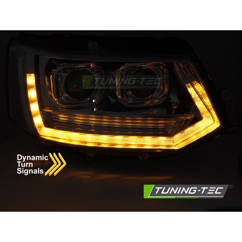 FULL LED HEADLIGHTS TUBE LIGHT T6 LOOK CHROME DRL SEQ fits VW T5 10-15
