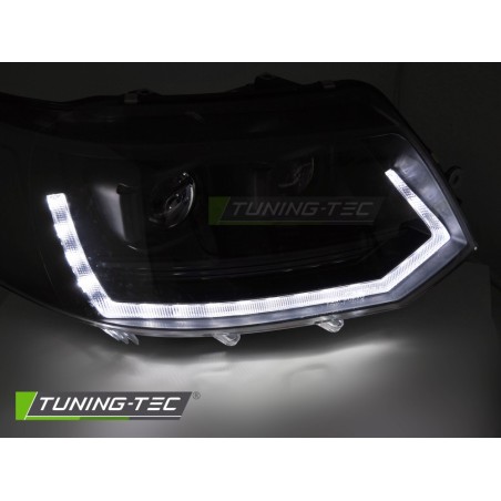 FULL LED HEADLIGHTS TUBE LIGHT T6 LOOK BLACK DRL SEQ fits VW T5 10-15