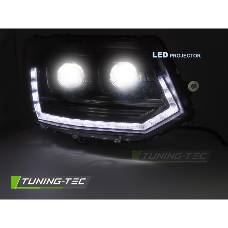 FULL LED HEADLIGHTS TUBE LIGHT T6 LOOK BLACK DRL SEQ fits VW T5 10-15