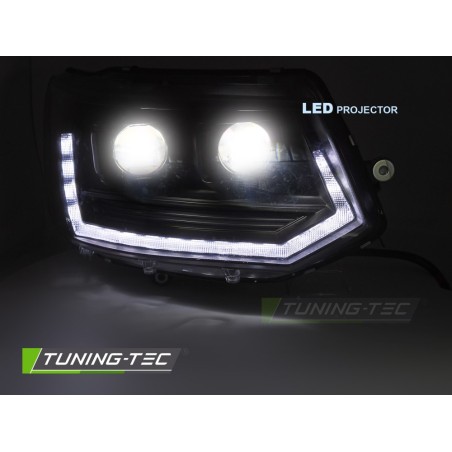 FULL LED HEADLIGHTS TUBE LIGHT T6 LOOK BLACK DRL SEQ fits VW T5 10-15