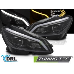 HEADLIGHTS TUBE LED BLACK SEQ DRL fits MERCEDES W204 11-14