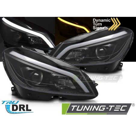 HEADLIGHTS TUBE LED BLACK SEQ DRL fits MERCEDES W204 11-14