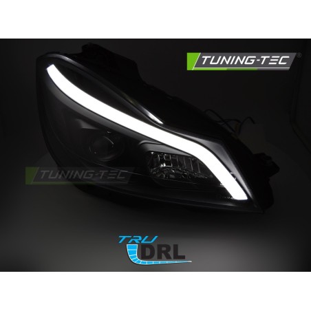 HEADLIGHTS TUBE LED GLOSSY BLACK SEQ DRL fits MERCEDES W204 11-14