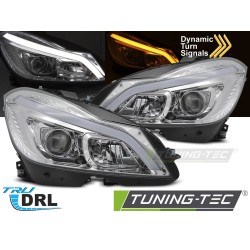 HEADLIGHTS TUBE LED CHROME SEQ DRL fits MERCEDES W204 11-14