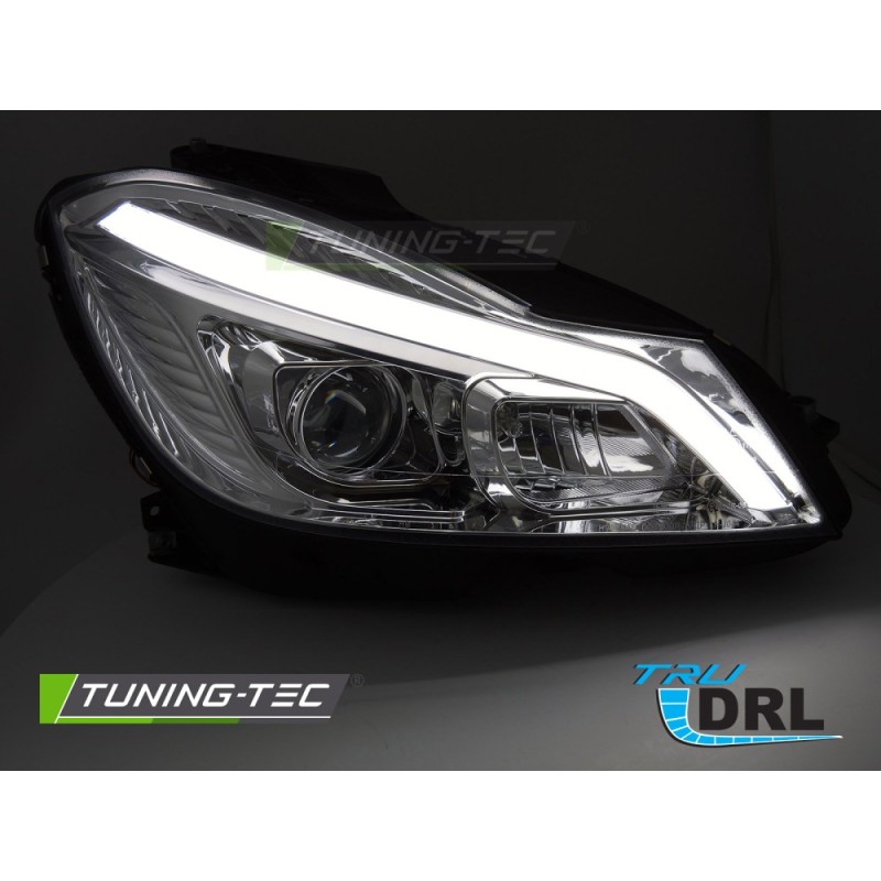HEADLIGHTS TUBE LED CHROME SEQ DRL fits MERCEDES W204 11-14