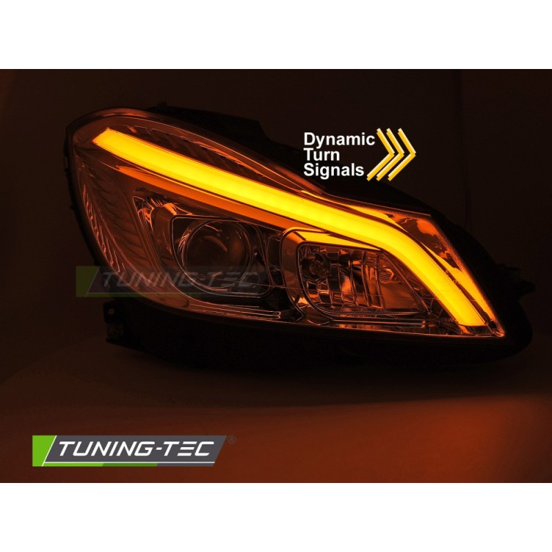 HEADLIGHTS TUBE LED CHROME SEQ DRL fits MERCEDES W204 11-14