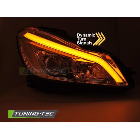 HEADLIGHTS TUBE LED CHROME SEQ DRL fits MERCEDES W204 11-14