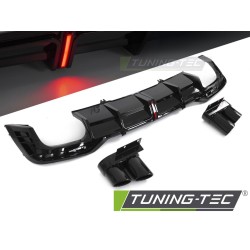 DIFFUSOR TWIN OUTLET GLOSSY BLACK with LED BRAKE LIGHT SPORT STYLE fits AUDI A5 F5 19-23