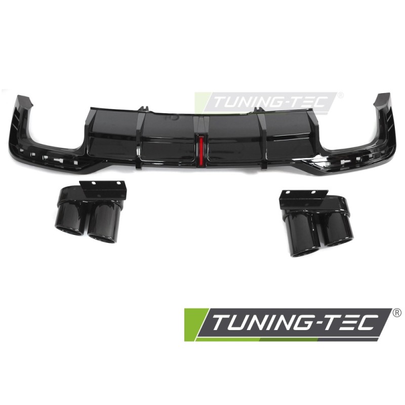 DIFFUSOR TWIN OUTLET GLOSSY BLACK with LED BRAKE LIGHT SPORT STYLE fits AUDI A5 F5 19-23