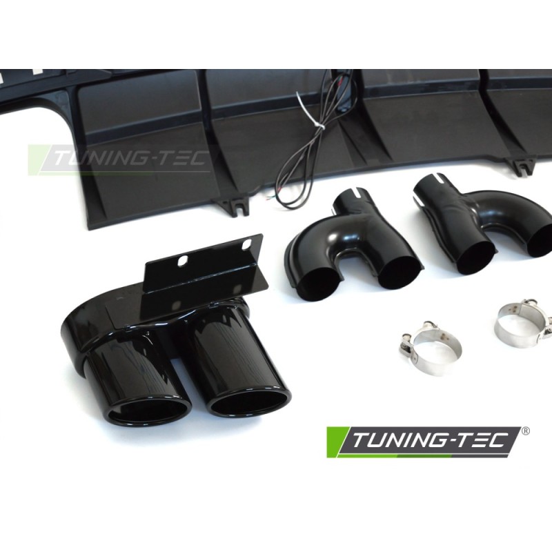 DIFFUSOR TWIN OUTLET GLOSSY BLACK with LED BRAKE LIGHT SPORT STYLE fits AUDI A5 F5 19-23