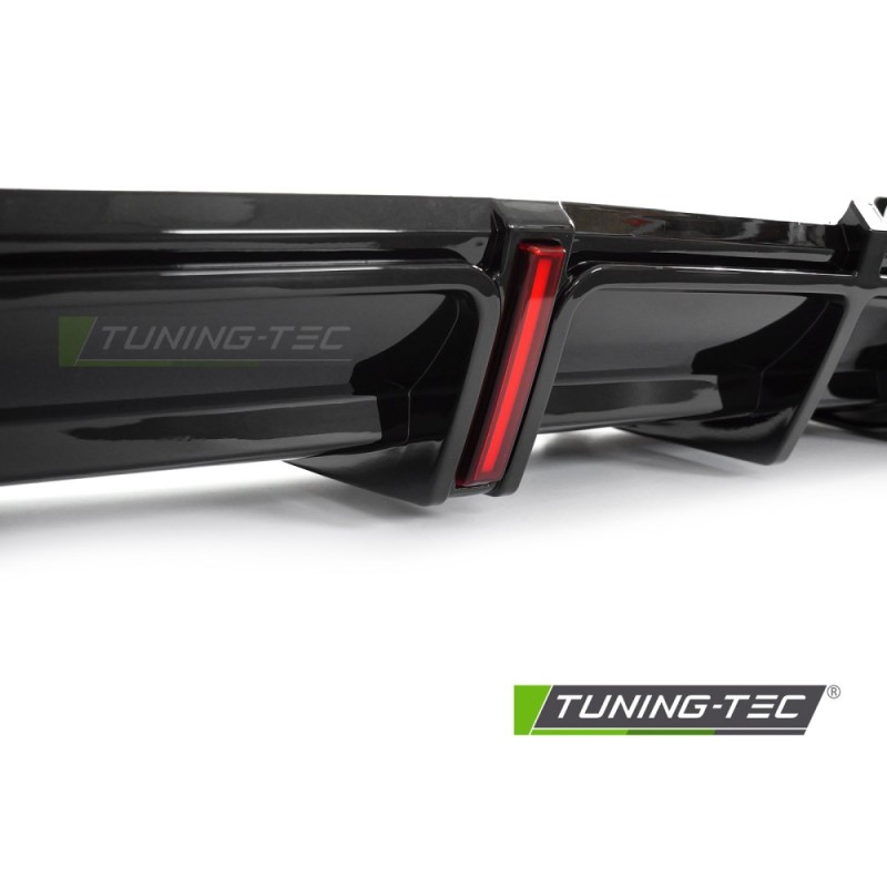 DIFFUSOR TWIN OUTLET GLOSSY BLACK with LED BRAKE LIGHT SPORT STYLE fits AUDI A5 F5 19-23