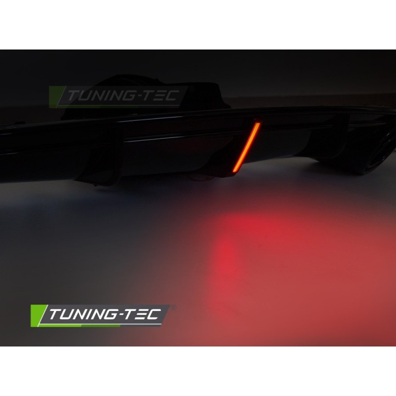 DIFFUSOR TWIN OUTLET GLOSSY BLACK with LED BRAKE LIGHT SPORT STYLE fits AUDI A7 C7 10-14