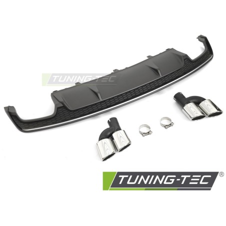 DIFFUSOR TWIN OUTLET SILVER BLACK SPORT S STYLE fits AUDI A7 C7 14-18
