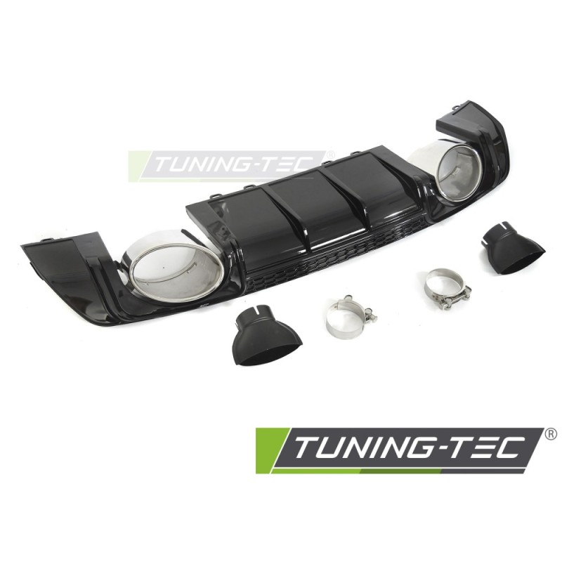 DIFFUSOR TWIN OUTLET GLOSSY BLACK SPORT STYLE fits AUDI TT 8S 14-18