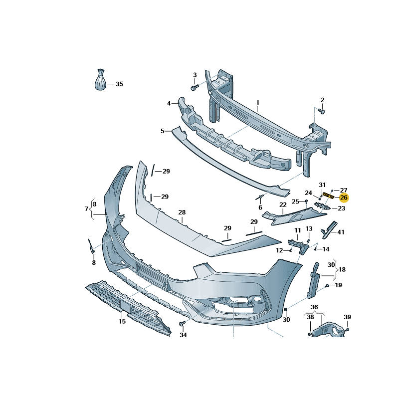 Front bumper upper cover mount clip SEAT LEON CURPA Formentor