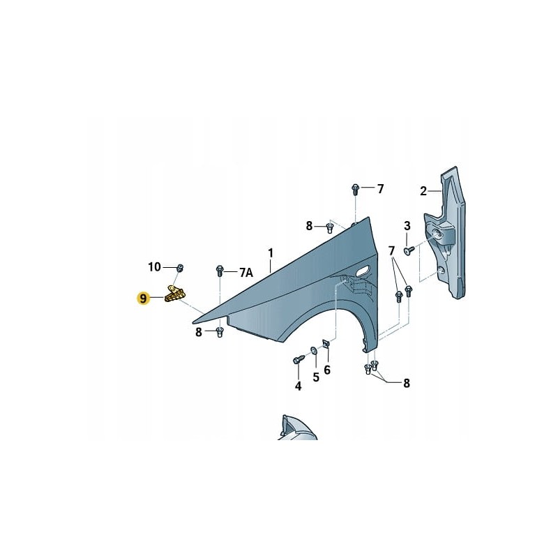 Front fender bracket mount RIGHT SEAT Ibiza 09-17