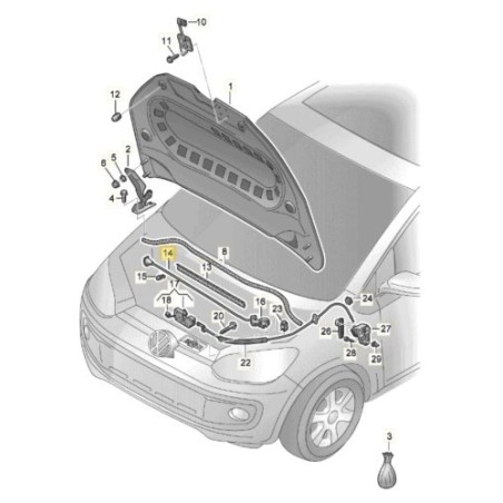 Hood prop rod bonnet support VW Up! Seat Mii Skoda Citigo