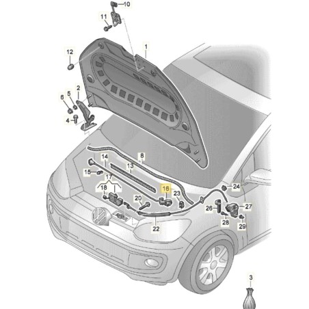 Plastic holder clip hood rod holder VW Up! Seat Mii Skoda Citigo