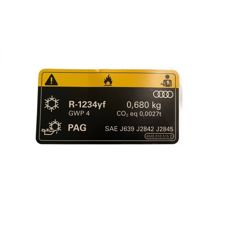Air conditioning information sticker R-1234yf 0.68 Audi A8 Q7 Q8