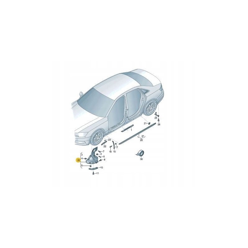 Audi A4 B9 2016-2024 RIGHT front wheel arch spoiler 8W0853888A/E/L/P