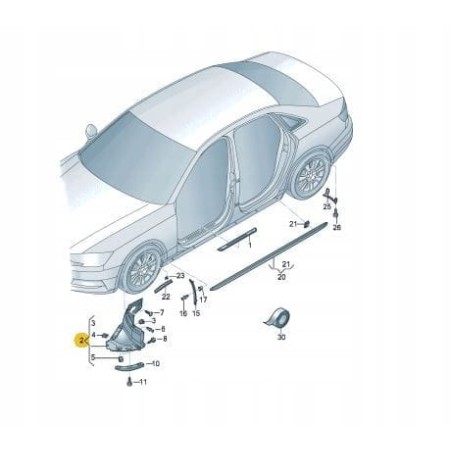 Audi A4 B9 2016-2024 RIGHT front wheel arch spoiler 8W0853888A/E/L/P