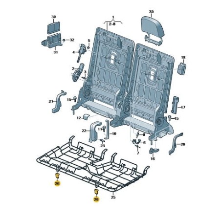 Bushing clip fixing at rear bench seat Audi Q7 2016- Q8 2019-