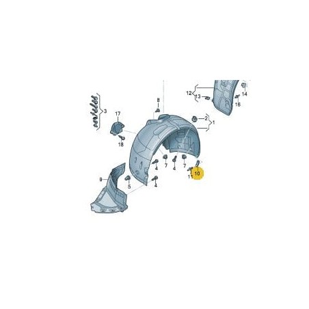 Cover cap for the rear part of the LEFT front wheel arch | Audi A4 B9 2016-2024