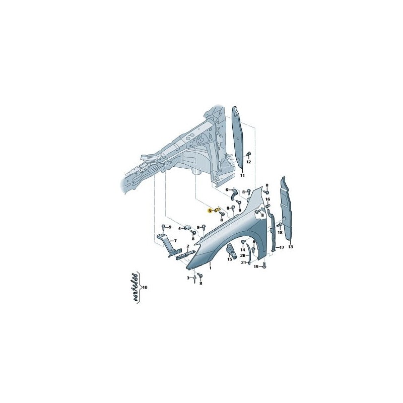 Front fender Centre bracket  mount Audi A3 2020- 8Y0821469