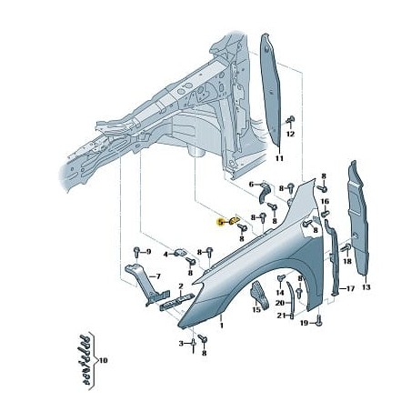 Front fender Centre bracket  mount Audi A3 2020- 8Y0821469