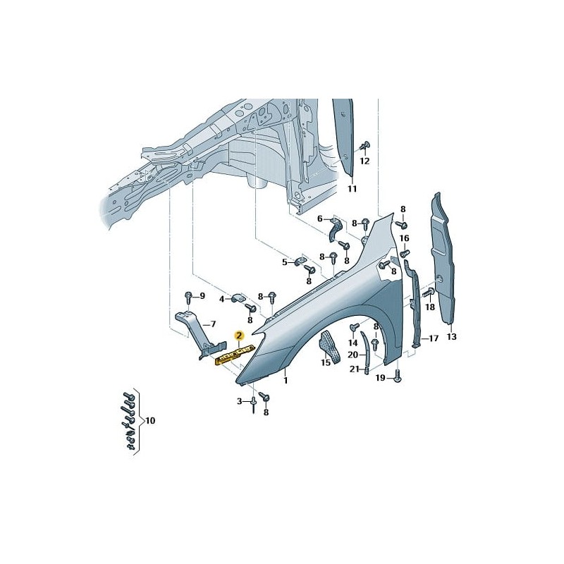 Front fender right bracket Audi A3 2020- 8Y0821092