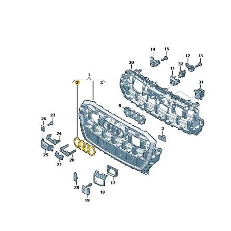 Front grill emblem badge black Audi Q7 FL 12/2023-