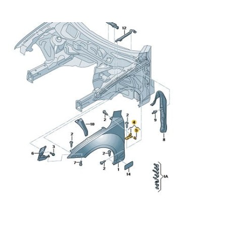 Front Left fender lower mount Audi A7 2011-2018