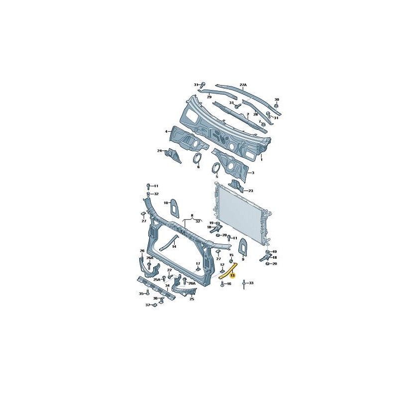 Front radiator support panel LEFT | Audi A4 B8 2008-2015 A5 2008-2017