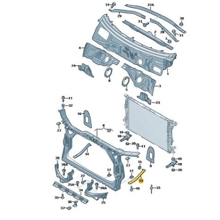 Front radiator support panel LEFT | Audi A4 B8 2008-2015 A5 2008-2017