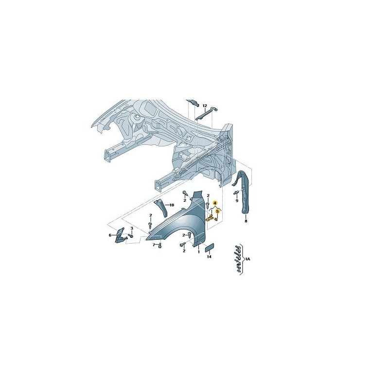 Front right fender lower mount bracket Audi A7 2011-2018