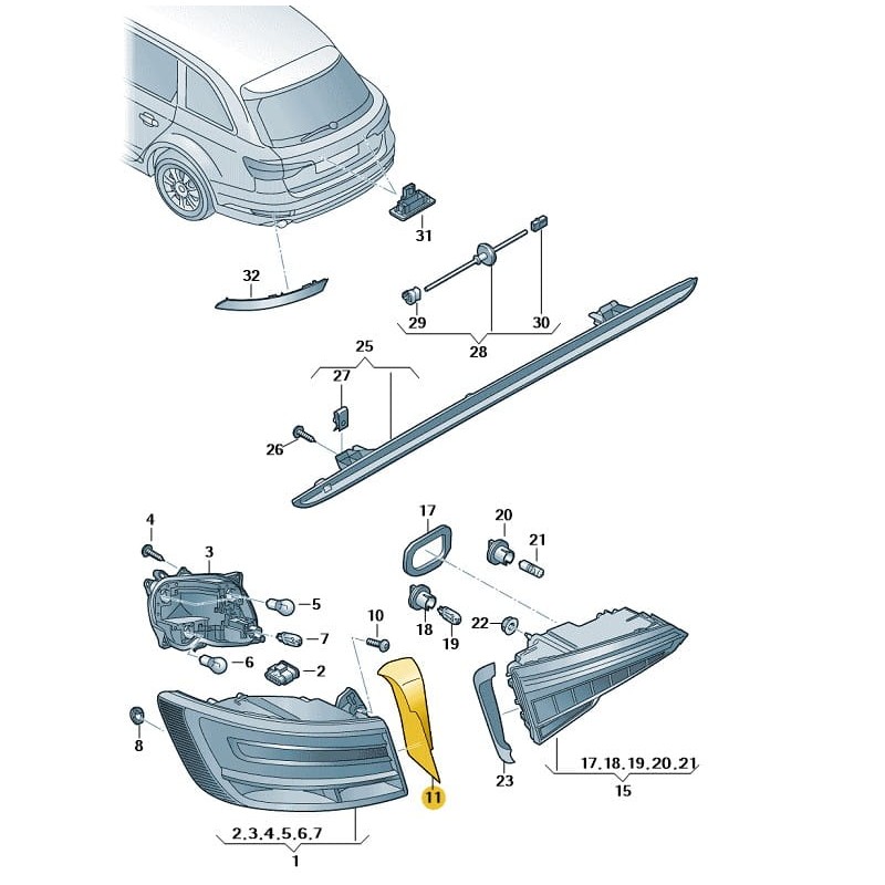 LEFT rear lamp cover Audi A4 B9 AVANT 2016-2024 | 8W9945253