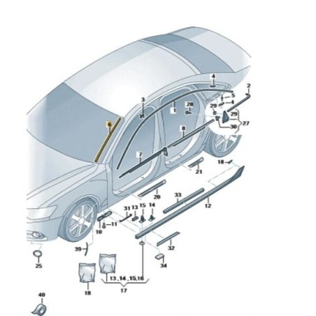Left windshield water deflector molding strip Audi A6 C7 2011-2017