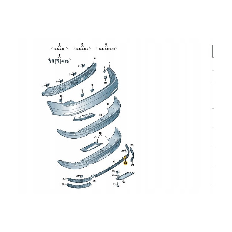 Rear bumper spoiler cap hook eye cover Audi Q3 FL S-line 2014-2018 RIGHT