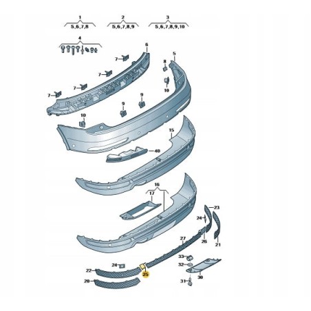 Rear bumper spoiler hook eye cover cap  Audi Q3 FL S-line 2014-2018 LEFT