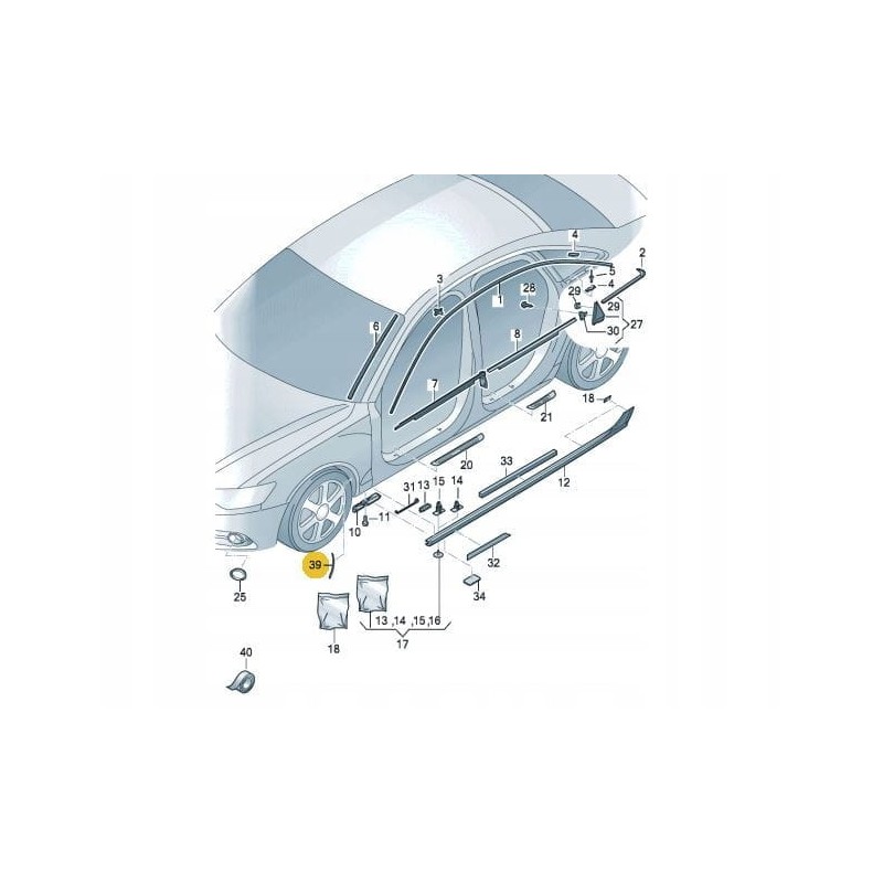 Right front fender protection strip Audi A6 C7 2011-2018 4G0853932A