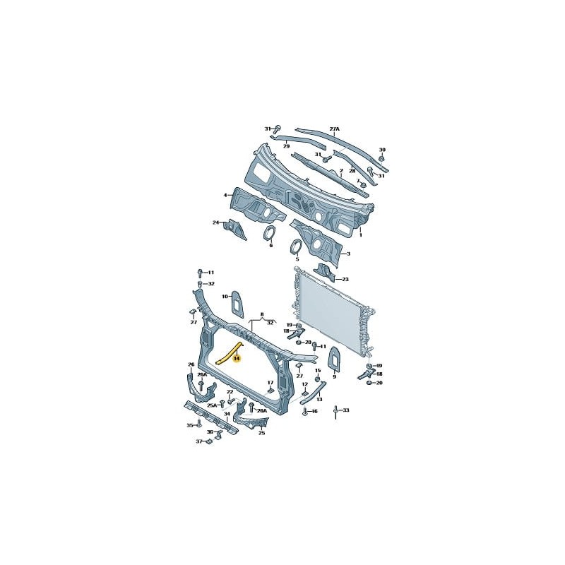 RIGHT front radiator support panel | Audi A4 B8 2008-2015 A5 2008-2017