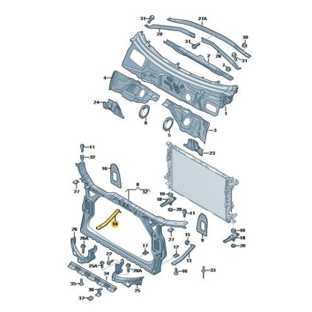 RIGHT front radiator support panel | Audi A4 B8 2008-2015 A5 2008-2017