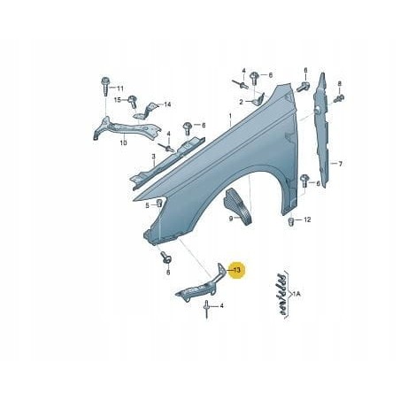 Right Lower fender mount bracket Audi A3 8V 2013-20 8V0821092C
