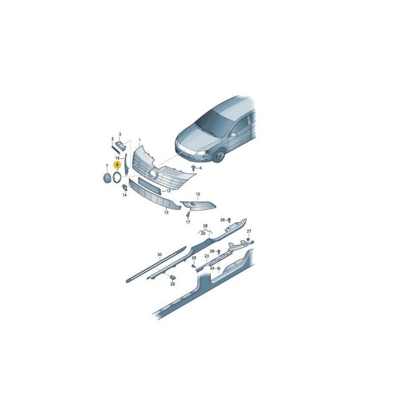 Frame adapter for mounting emblem badge in VW CC grille VW CC 2012-2017