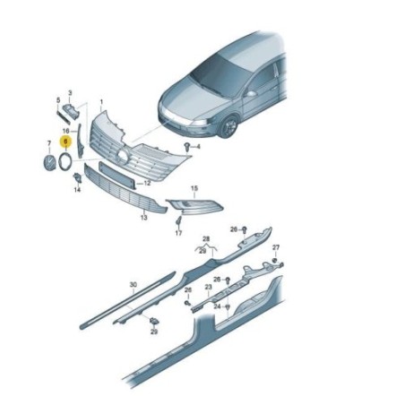 Frame adapter for mounting emblem badge in VW CC grille VW CC 2012-2017